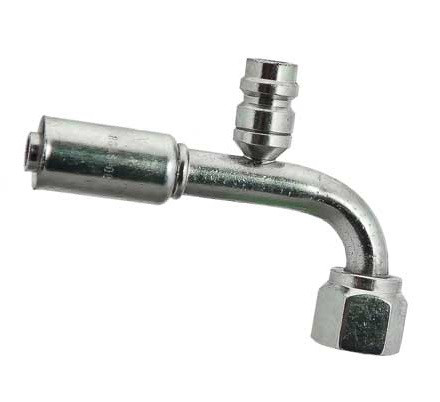 MEI Female O-Ring 90 Deg. Reduced Dia. Steel Fitting No. 8 x Hose No. 8 with R134a 16mm Port High Side - 4511SR