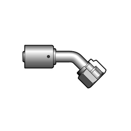 Red Dot 45 Deg. Female O-Ring Refrigerant Steel Fitting No. 12 x Hose No. 12 - 70R4442S / RD-5-8462-0P