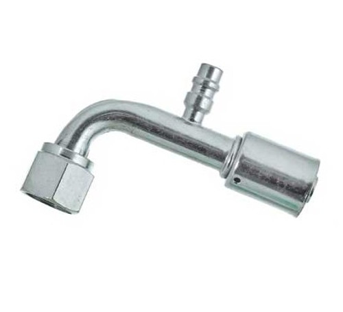 Red Dot 90 Deg. Female O-Ring Refrigerant Steel Fitting 10 x 10 with R134a Charge Port - 70R6491S / RD-5-7231-0P