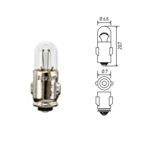 Hella T2 Standard Miniature Bulb 24V 3W BA7s Base - Bulk Pkg - 3899