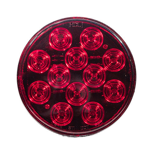 Heavy Duty Lighting 4 in. 12 LED Red Round Stop/Tail/Turn Light with Red Lens - HD40012RSD