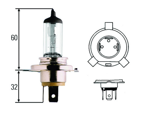 Hella H4 Halogen Standard Bulb 12V 130/90W -  H83140011