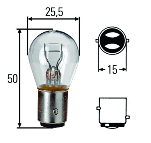 Hella S8 Incandescent Bulb 12V 21/5W - BAY15d Base - H83055001