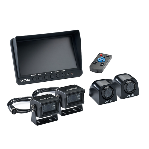 VDO Camera System Kit 6-16VDC with 7 in. Deluxe Quad Display, 2 Side Mount Cameras and 2 Small Rear View Cameras - A2C59519818