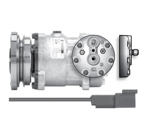 Sanden Compressor Model SD7H15SHD 12V R134a with 138mm A1 Groove Clutch and GK Head - 75R84592 / RD-5-11220-0P by Red Dot