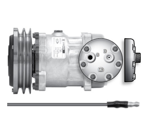 Sanden Compressor Model SD7H15SHD 12V R134a with 132mm A2 Groove Clutch and MD Head - 75R84532 / RD-5-10291-0P by Red Dot