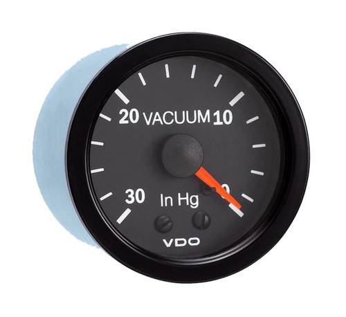 VDO 2-1/16 in. Vision Black 30 in. HG Mechanical Vacuum Gauge 12V - Bulk Pkg - 150-131B