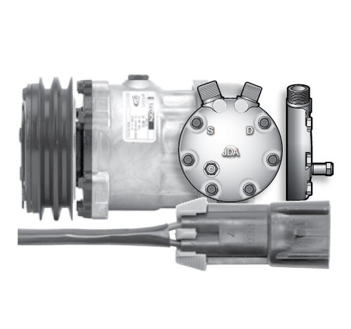 Sanden Compressor Model SD7H15 12V R134a with 132mm A2 Groove Clutch and JDA Head - 75R84182 / RD-5-10264-0P by Red Dot