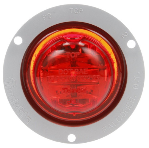 Truck-Lite 10 Series 8 Diode Red Round LED Marker Clearance Light 12V with Gray Polycarbonate Flange - 10279R