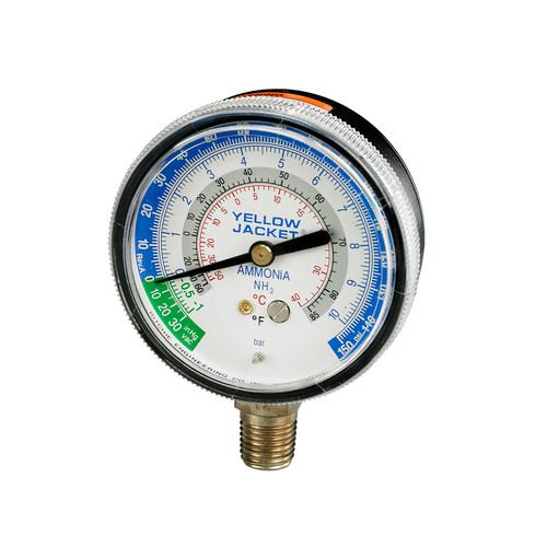 Yellow Jacket 2-1/2 in. Ammonia Gauge 30 in. - 0 - 150 psi F with Twist on Polycarbonate Crystal - 40202