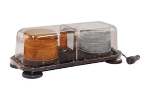 Meteorlite 9340 Series Mini Bar Strobe Light 12-24VDC with Clear Dome - Amber/Clear Inner Lens - Magnetic Mount - SY9340M-C-AC by Superior Signal 