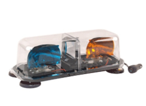 Meteorlite 9360 Series Rotating Mini Bar Lamp 12VDC with Clear Dome - Blue/Amber Inner Lens - Magnetic Mount - SY9360M-C-BA by Superior Signal 