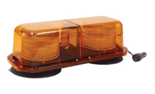 Meteorlite 9340 Series Mini Bar Strobe Light 12-24VDC with Amber Dome - Clear/Clear Inner Lens - Vacuum Magnetic Mount - SY9340VM-A by Superior Signal 