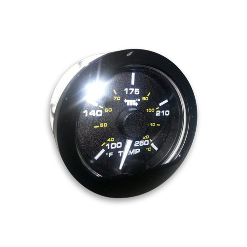 Murphy 250F/120C Powerview Analog Coolant Temperature Gage 2 in. with Contemporary Domed Glossy Black Bezel - Domed Lens - PVA20-B-250-EB