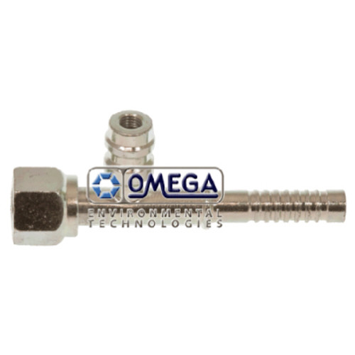 Omega Fitting Straight No. 8 Female O-Ring x No. 10 Air-O-Crimp with R134A Port - 35-AN1306-3