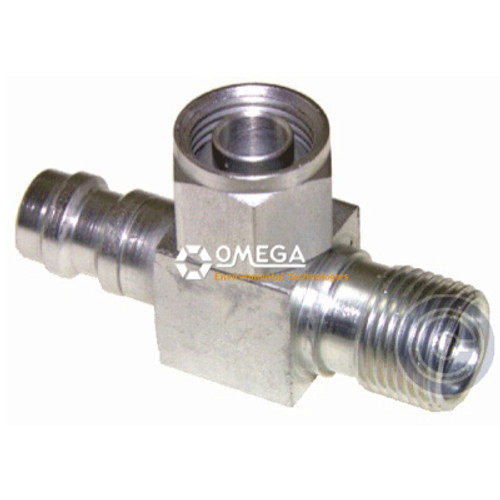 Omega 90 Deg. Service Valve No. 8 x No. 8 Compressor Fitting with R134A Port - 35-12036-3