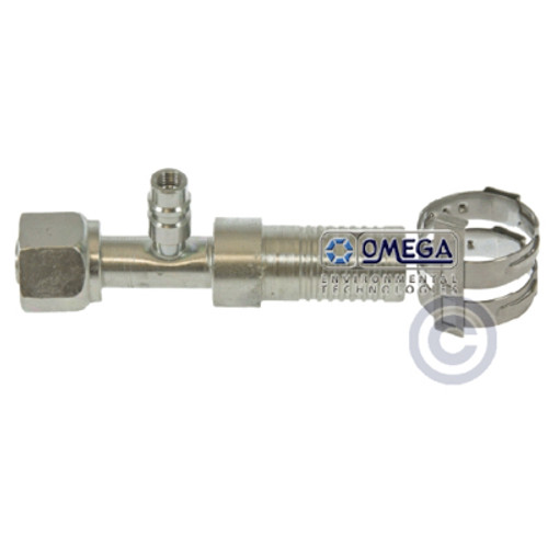 Omega Fitting Straight No. 10 Female O-Ring x No. 16 Air-O-Crimp with Clamp and R134A Port - 35-AN13036-3C