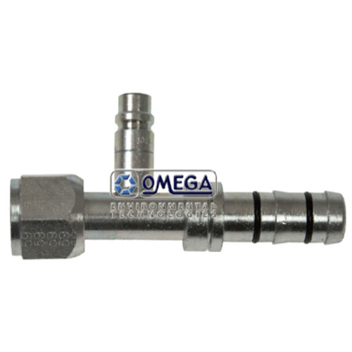 Omega Straight Fitting No. 12 Female O-Ring x No. 12 EZ Clip with R134A Port - 35-EZ1304-3
