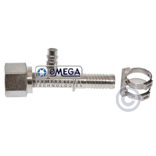 Omega Fitting Straight No. 12 Female O-Ring x No. 12 Air-O-Crimp with R134A Port - 35-AN1304-3C