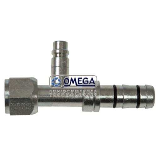 Omega Straight Fitting No. 8 Female O-Ring x No. 8 EZ Clip with R134A Port - 35-EZ1302-3