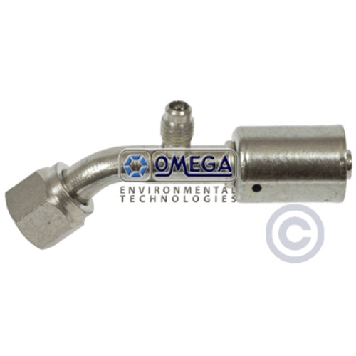 Omega 45 Deg. Fitting No. 8 Female O-Ring x No. 8 Beadlock with R12 Port - 35-S1312-1