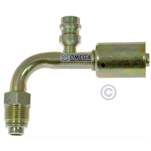 Omega 90 Deg. Fitting No. 8 Male O-Ring x No. 8 Beadlock with R134A Port - 35-S1422-3