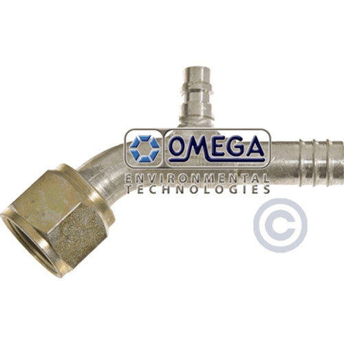 Omega 45 Deg. Aluminum Fitting No. 6 Female O-Ring Quick Coupling R134A Port - 35-11311-3