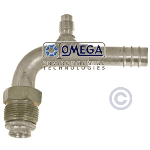 Omega 90 Deg. Aluminum Fitting No. 6 Male O-Ring with R12 Port - 35-11421-1