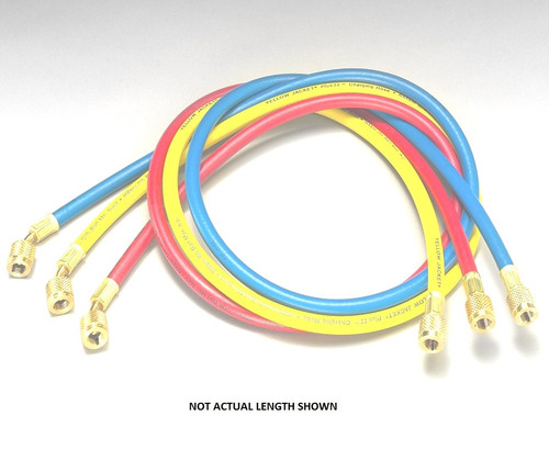 Yellow Jacket 3-Pak HAV-96 Plus II 1/4 in. RYB Charging Hoses 96 in. with Double Barrier Protection and HAV Standard Fitting - 21988