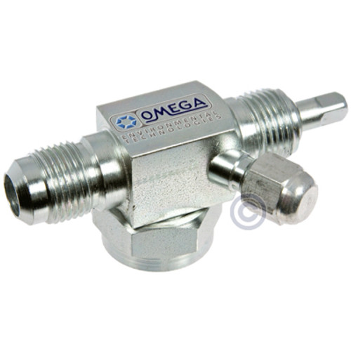 Omega 90 Deg. Steel Compressor Fitting No. 8 x No. 8 Rotolock to Flare with R12 Port - 35-19432-2