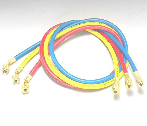 Yellow Jacket 3-Pak HAV-48 Plus II 1/4 in. RYB Charging Hoses 48 in. with Double Barrier Protection and HAV Standard Fitting - 21984