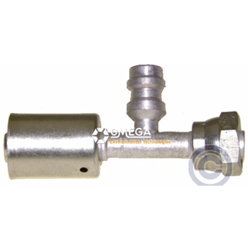 Omega Straight Aluminum Beadlock Fitting No. 8 Female O-Ring with R134A Port - 35-B1302-3