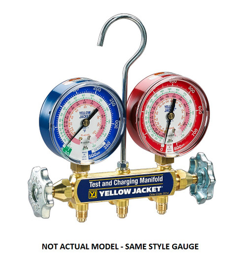 Yellow Jacket Series 41 Manifold Only F Red/Blue 3-1/8 in. Gauges Bar/PSI R-32/410A - Clamshell - 42021