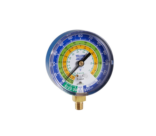 Yellow Jacket 3-1/8 in. 80mm Dry Manifold Blue Compound Fahrenheit Gauge R417A/422A/422D - 49112