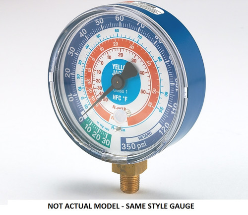 Yellow Jacket 3-1/8 in. 80mm Dry Manifold Blue Compound Certified Gauge F 30 in. -0-120 PSI R134a/404A/407C - 49252