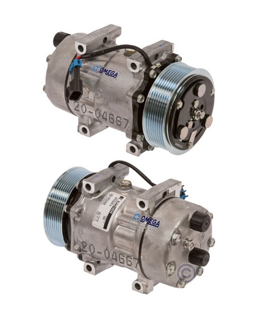 Sanden Compressor Model SD7H15 12V with 119mm Clutch Diameter and Horizontal O-Ring Fitting - 20-04667 by Omega