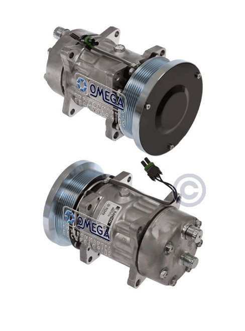 Sanden Compressor Model SD7H15 12V with 133mm Clutch Diameter and Horizontal O-Ring Fitting - 20-10194 by Omega