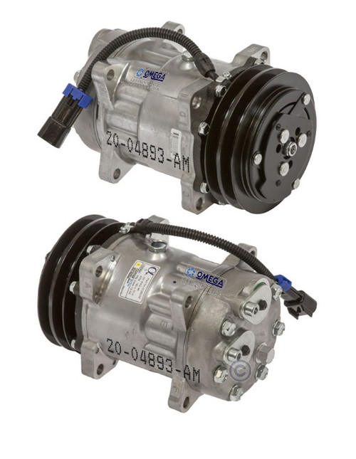 Sanden Compressor Model SD7H15 12V with 132mm Clutch Diameter and Vertical O-Ring Fitting - 20-04893-AM by Omega