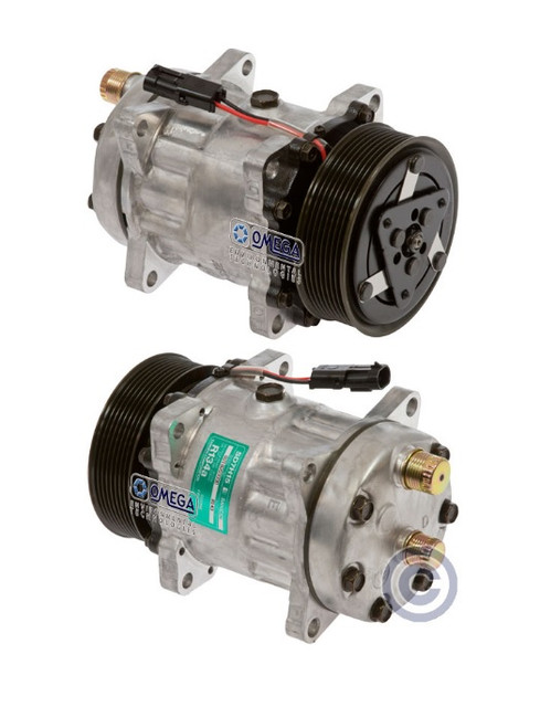 Sanden Compressor Model SD7H15 12V with 119mm Clutch Diameter and Horizontal O-Ring Fitting - 20-08143 by Omega