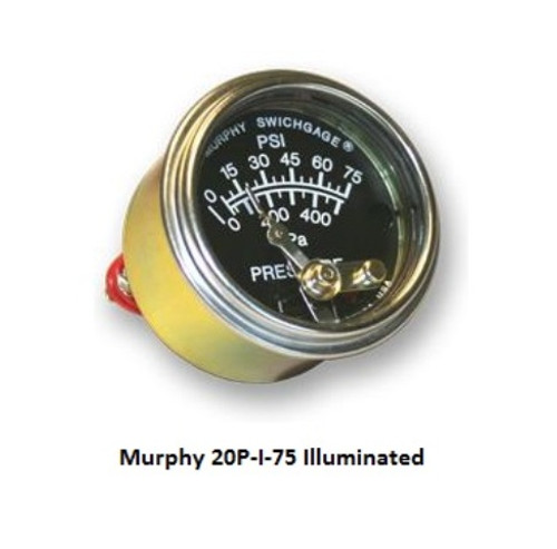 Murphy 0-75 PSI Mechanical Pressure Swichgage 2 in. - illuminated - 20P-I-75