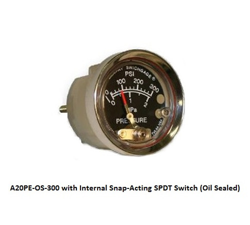 Murphy 0-300 PSI Mechanical Pressure Swichgage 2 in. with Internal Snap-Acting Switch - Oil Sealed - A20PE-OS-300