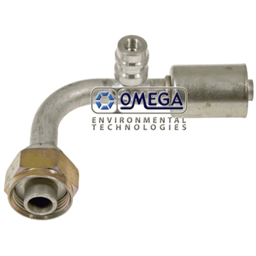 Omega 90 Deg. No. 10 Aluminum Beadlock Tube-O Fitting with R134A Port - 35-B2123-3