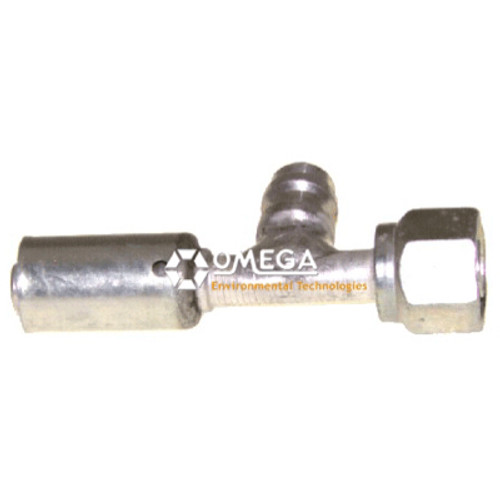 Omega Straight Aluminum Reduced Beadlock Fitting No. 8 Female O-Ring with R134A Port - 35-R1302-3