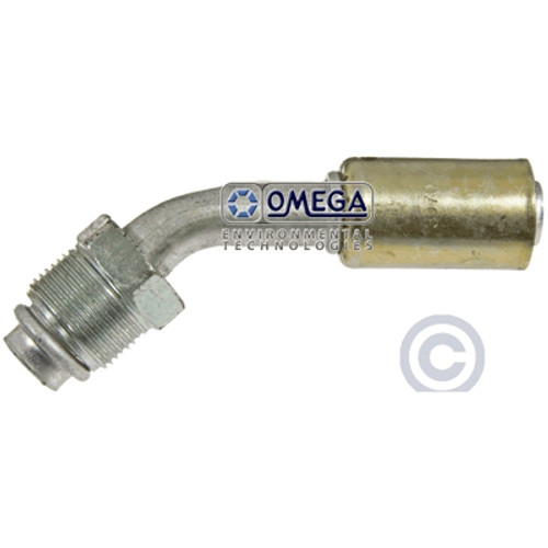 Omega 45 Deg. Aluminum Fitting No. 6 Male O-Ring x No. 6 Reduced Barrier - 35-R1411