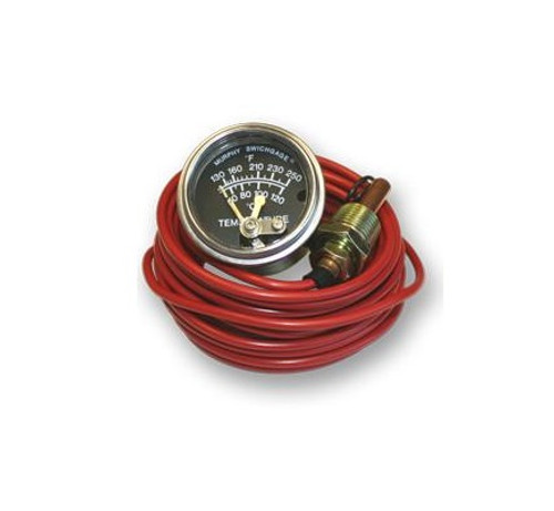 Murphy 130-250F Temperature Swichgage 2 in. w/ 30 Ft Capillary and Plated Steel Case - 20T-250-30-1/2