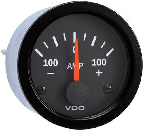 VDO 2-1/16 in. Vision Black 100A Ammeter 12V Does Not Require External Shunt - 190 105