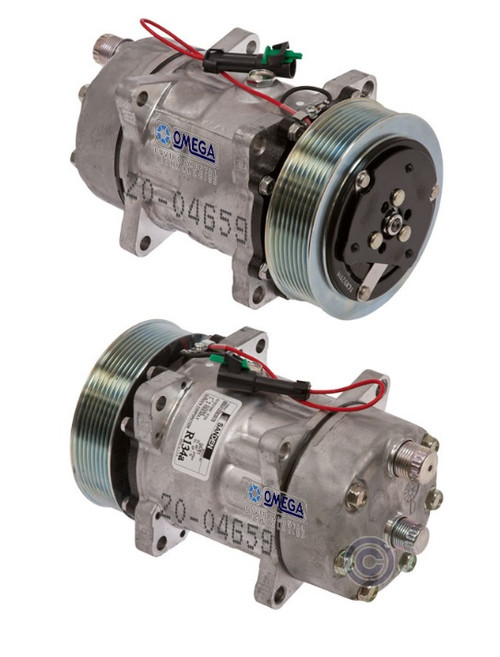 Sanden Compressor Model SD7H15 12V with 130mm Clutch Diameter and Horizontal O-Ring Fitting - 20-04659 by Omega