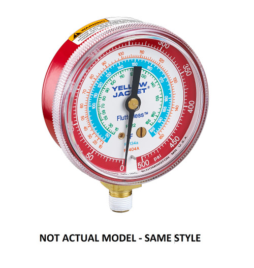Yellow Jacket Class B 2 1/2 in. Red Celsius Manifold Pressure Gauge Bar and PSI R-22/134a/404A - 49033