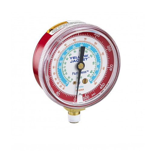 Yellow Jacket Class B 2 1/2 in. Red Celsius Manifold Pressure Gauge Bar and PSI R-134a/404A/507 - 49055