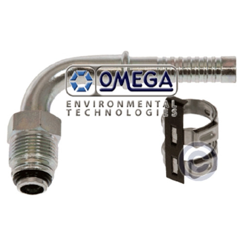 Omega 90 Deg. O-Ring Type Steel Fitting No. 8 Air-O-Crimp with Clamp - 35-AN1422C